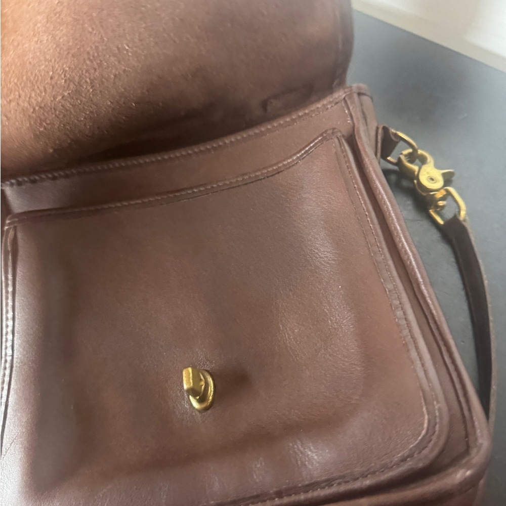 Vintage Coach Station Bag 5130 Brown Leather Crossbody Turnlock Bag 90s Classic - Picture 15 of 16